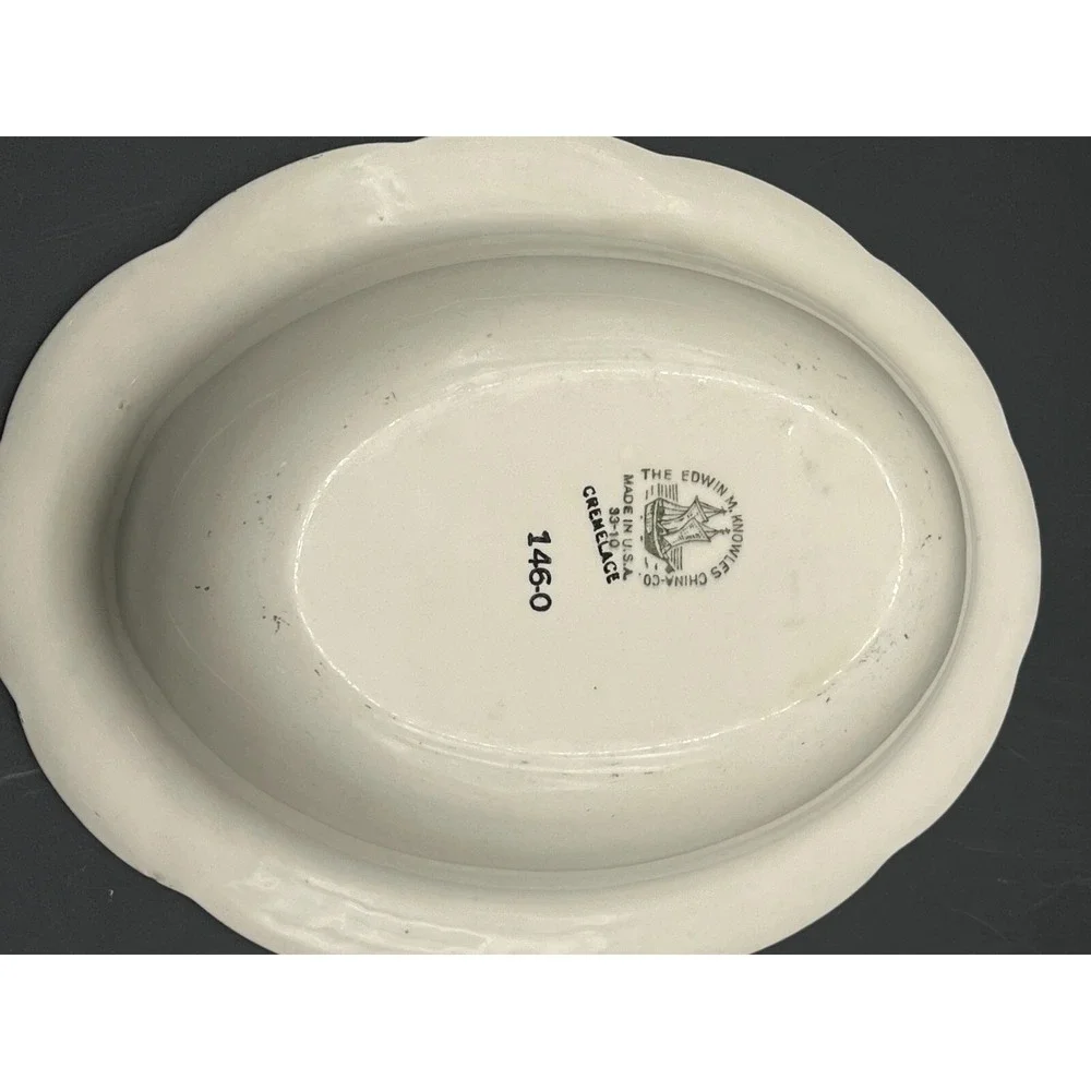 VINTAGE Edwin M‎ Knowles China Co USA CremeLace Serving Bowl. Marked 1933